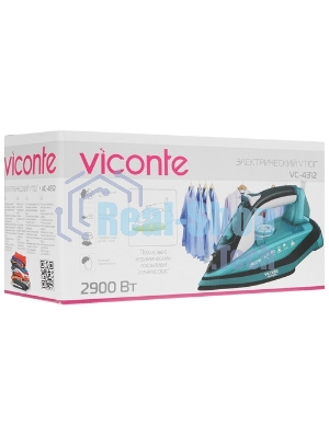 Утюг Viconte VC-4312 белый/зеленый/черный, 2900 Вт, 40 г/мин, 140 г/мин, 200 мл