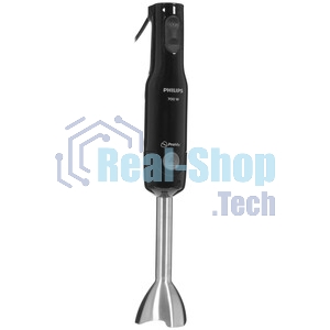 Блендер погружной Philips HR2543/90, 700 Вт, 1 скорость, турбо режим, стакан для взбивания, венчик, измельчитель, черный