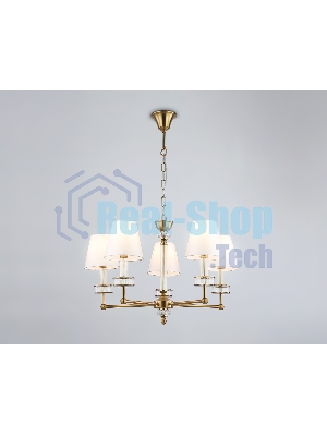 Люстра Ambrella light LH71021/5 BS/WH латунь/белый E14*5 max 40W D670*1130