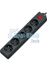 Сетевой фильтр Defender ES, 3.0 м, 5 розеток, черный