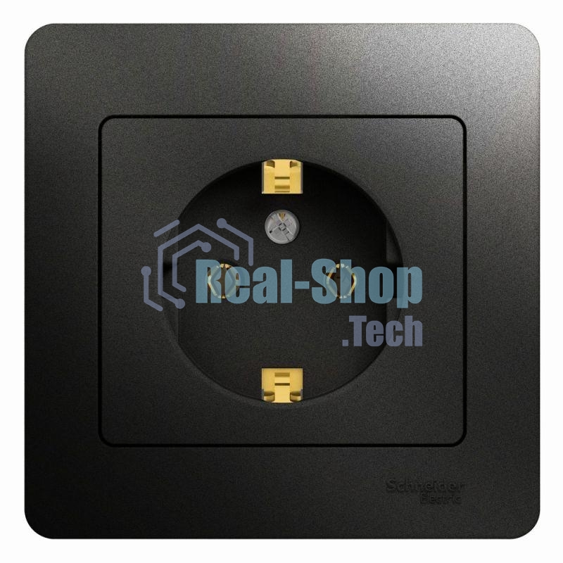 Розетка 1-м Glossa 16А в сборе с заземл. в сборе антрацит SchE GSL000742