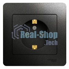 Розетка 1-м Glossa 16А в сборе с заземл. в сборе антрацит SchE GSL000742