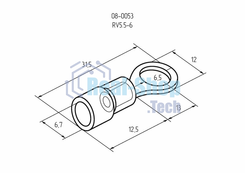 Наконечник кольцевой изолированный Rexant ø 6.5 мм 4-6 мм² (НКи 6.0-6/НКи5,5-6) желтый