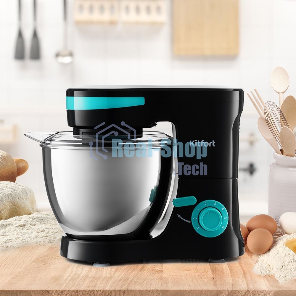 Миксер планетарный Kitfort КТ-3044-4 1000 Вт черный/бирюзовый