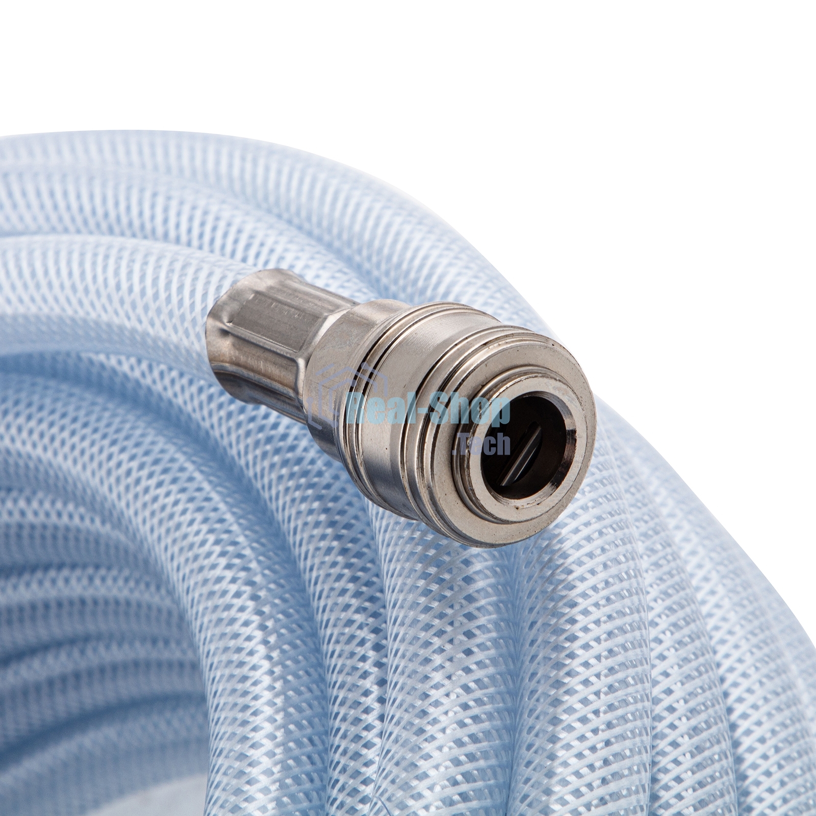 Шланг STELS 57025пневматический пвх 10x16мм 18 бар армированный прозрачный быстросъемное соединени