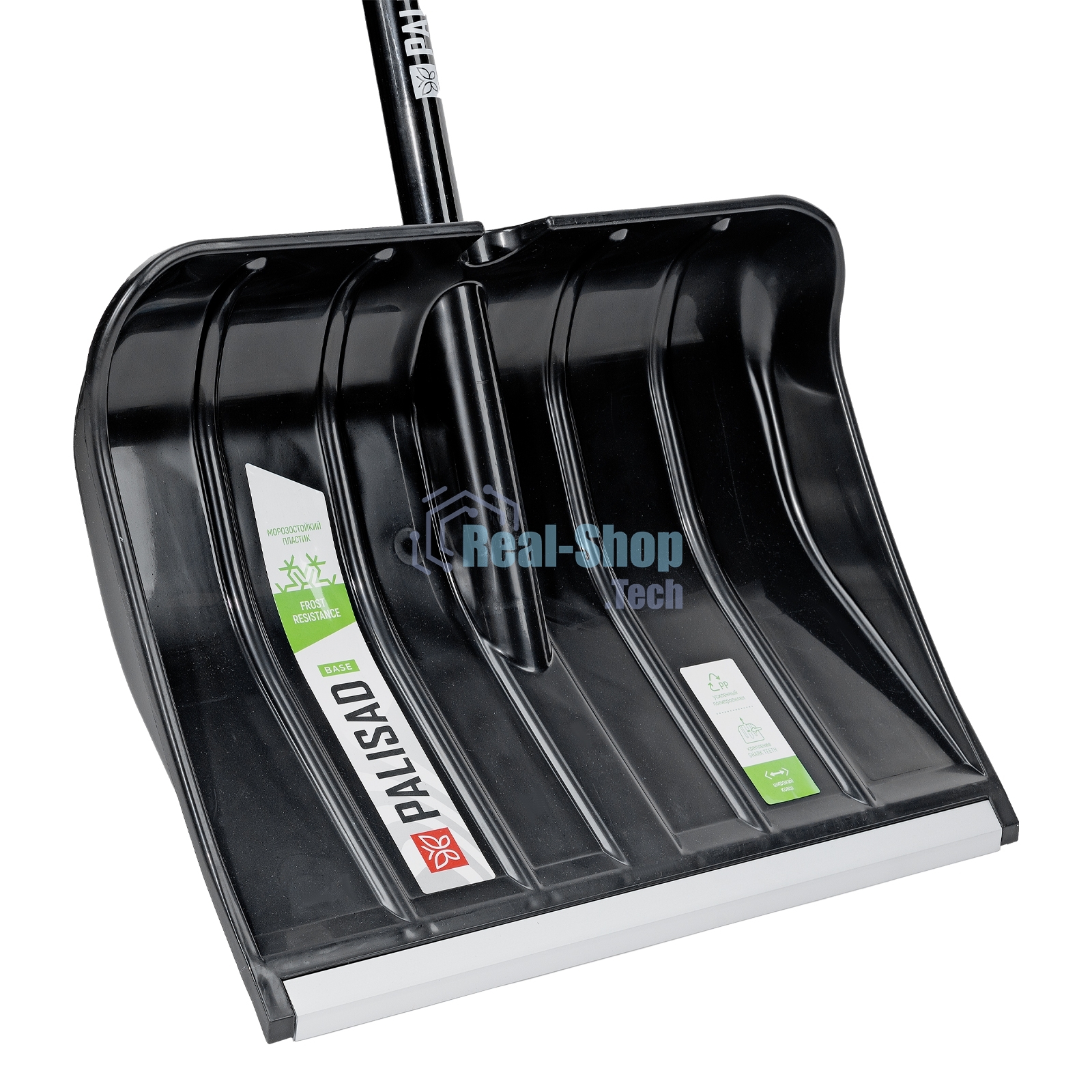 Лопата для уборки снега, полипропилен, 455х345х1330 мм, алюминиевый черенок, BASE Palisad