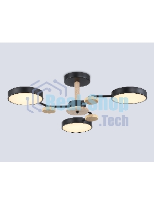 Светильник Ambrella light FL4857/3 BK/WD черный/дерево 54W 3000-6000K D660*170 (без ПДУ)