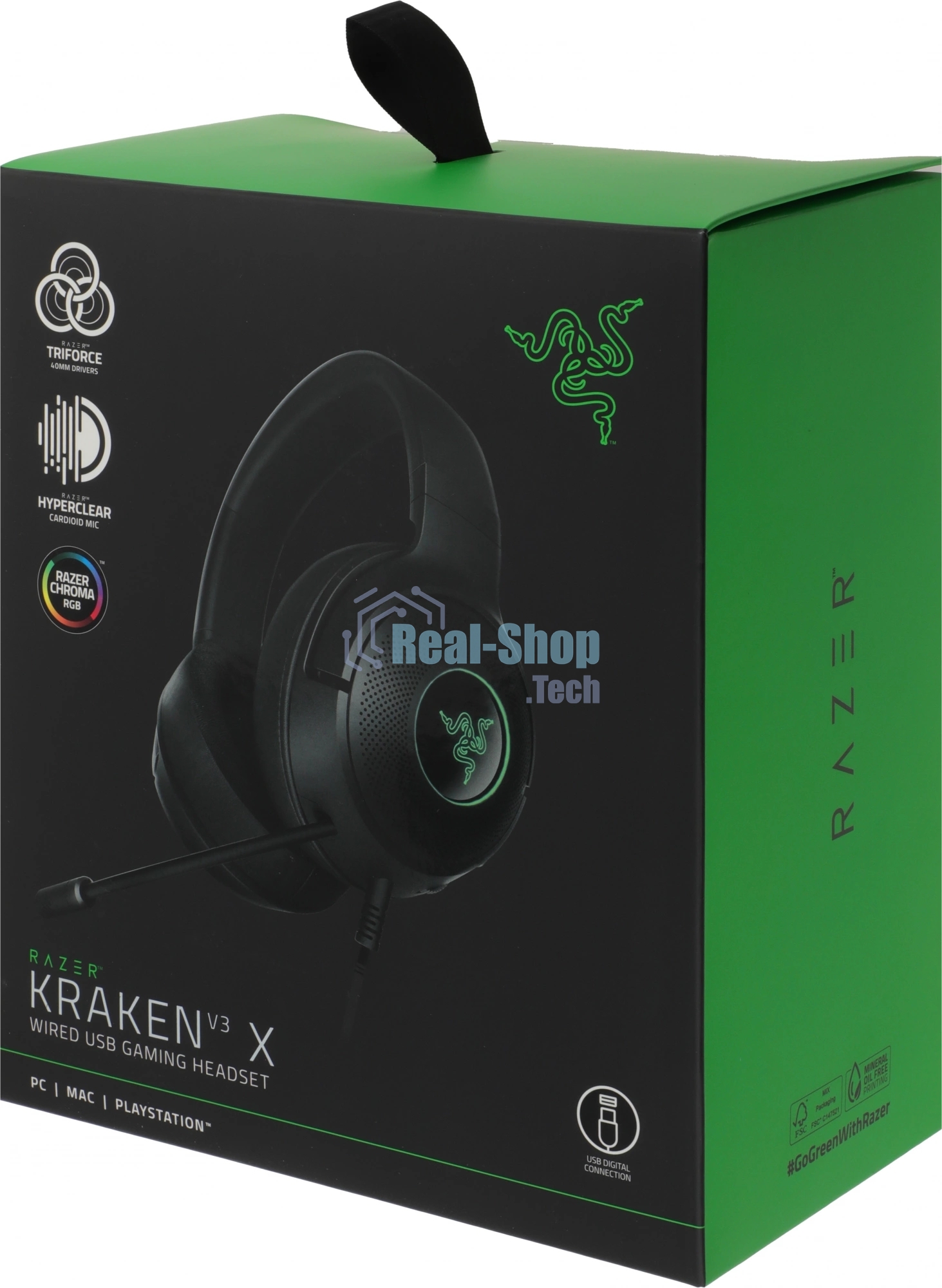 Гарнитура Razer Kraken V3 X (2022) чёрный, проводная, USB, подсветка