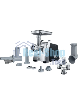 Мясорубка электрическая Bosch MFW68660 черный, 2200 Вт, 4.3 кг/мин, реверс, защита от перегрузки, металлический лоток, насадки - 10