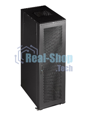 Шкаф коммутационный Lanmaster (TWT-CBB-42U-6X10-G1) напольный 42U 600x1000 мм пер. дв. стекл задн. дв. спл. стал. лист 2-хст. 2 бок. пан. 800 кг черный IP20