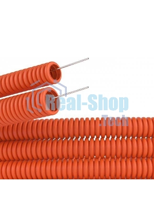 Труба гофрированная из ПНД Rexant с зондом ø 20 мм, оранжевая (100 м/уп.)