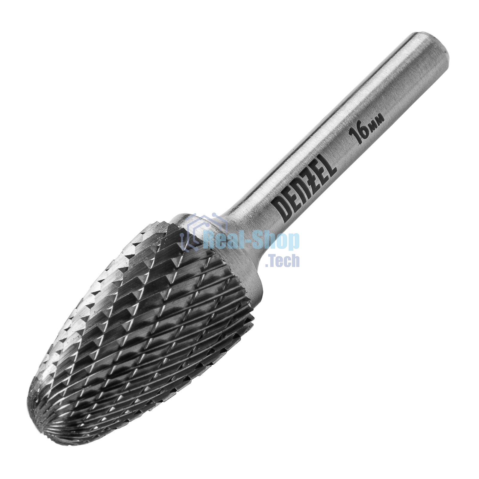 Борфреза по металлу Denzel твердосплавная, параболическая, тип-F, 16 мм
