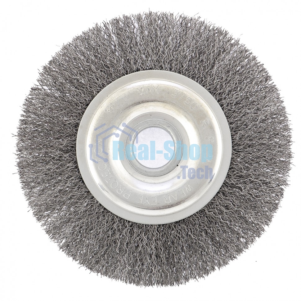 Щетка для УШМ Сибртех 150 мм, посадка 22,2 мм, Плоская, витая проволока 0,3 мм