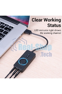 Внешняя звуковая карта Vention USB c регулятором громкости Черная