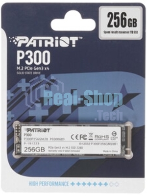 Накопитель SSD Patriot P300, 256Gb, PCIe 3.0 x4, M.2 2280, NVMe, R/W 1700/1100