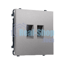 Комплект механизма компьютерной двойной розетки SIGMA Сталь матовый RJ-45 (8P8C) CAT6 с/ш QUANT PRO (SP5121, PR189)