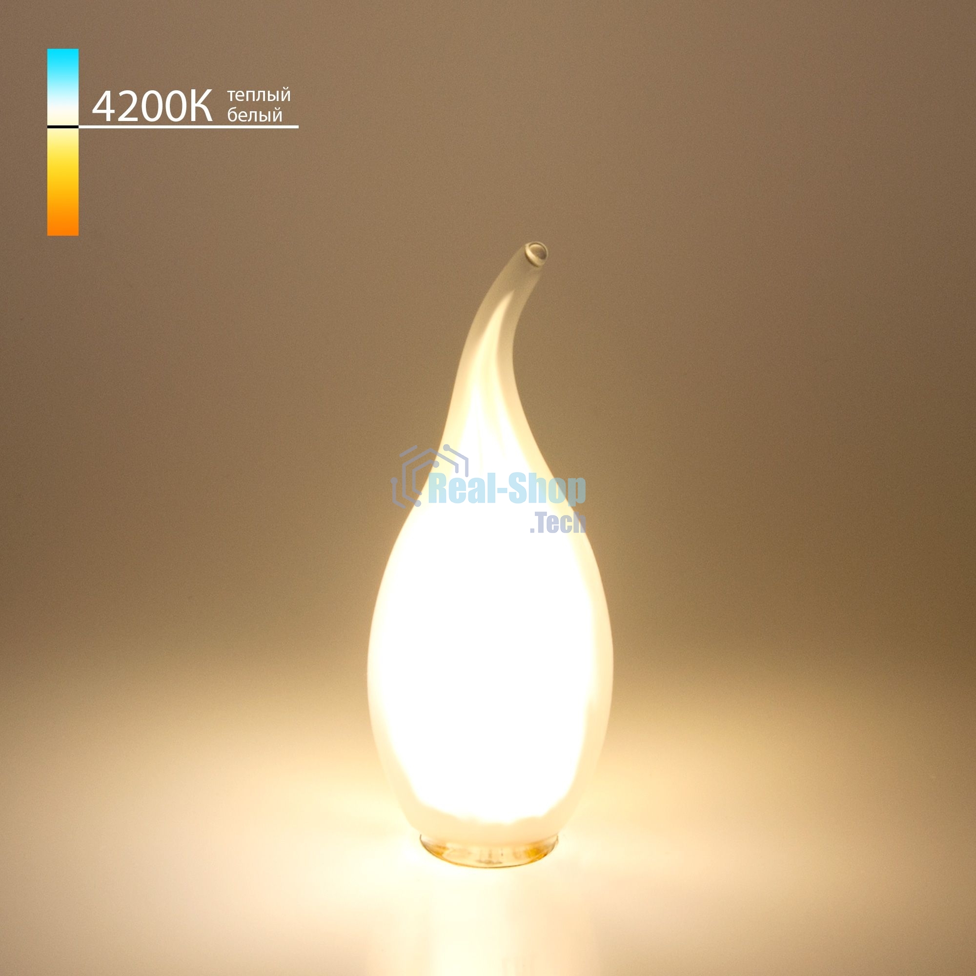 BLE1415 / Светодиодная лампа Свеча на ветру 7W 4200K E14 (CW35 белый матовый)