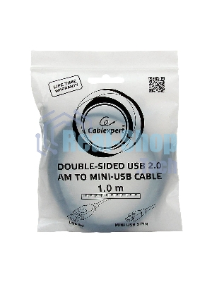 Кабель USB2.0 Gembird/Cablexpert, мультиразъем USB, AM/miniB 5P, 1м, пакет CC-5PUSB2D-1M