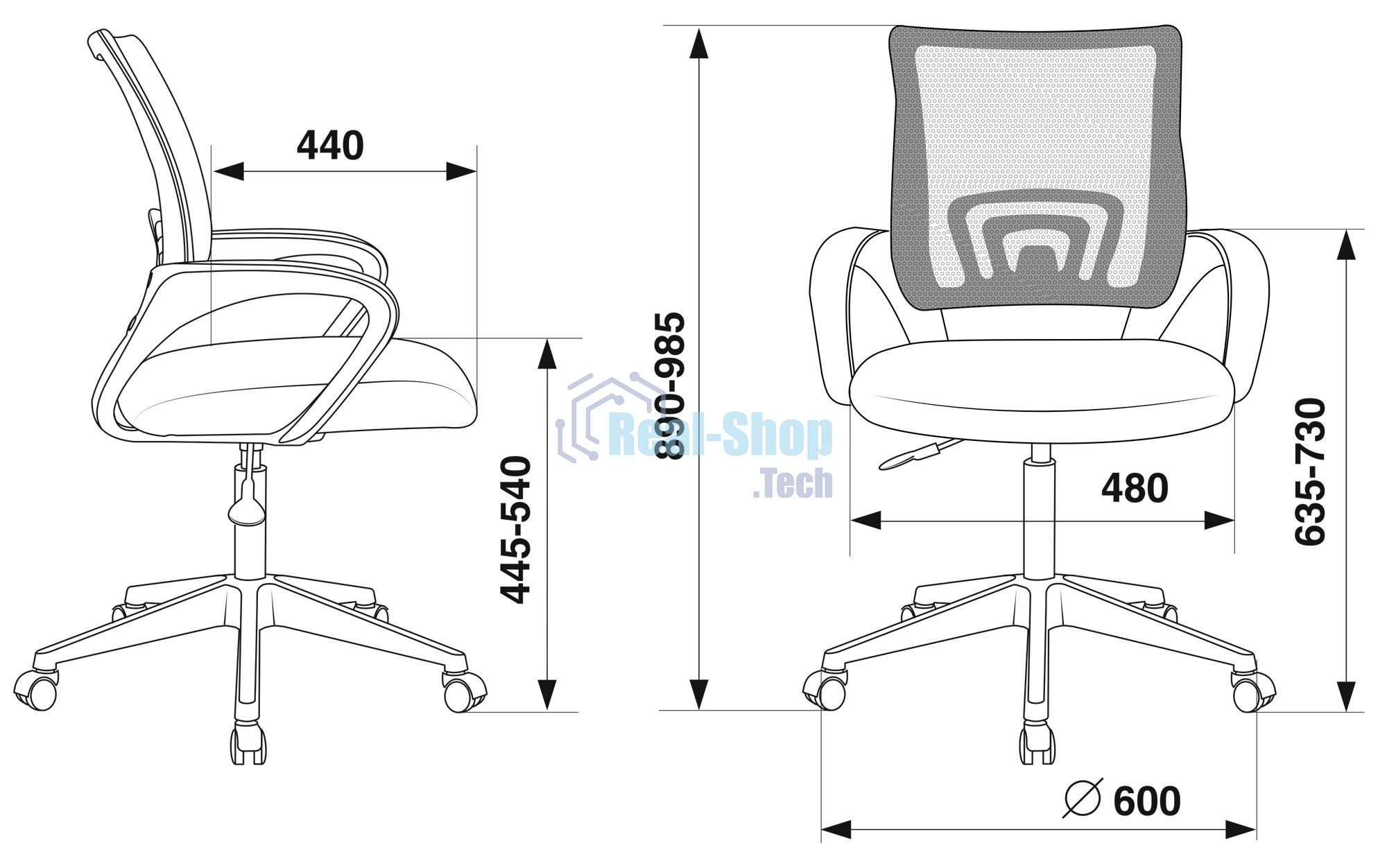 Кресло компьютерное Бюрократ CH-695NLT/BLACK спинка сетка черный TW-01, сиденье черный TW-11
