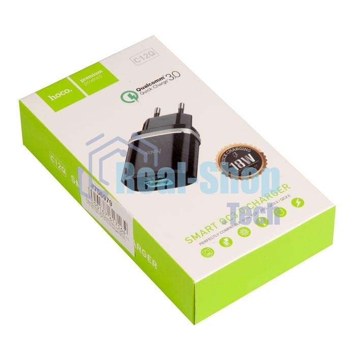 Сетевое зарядное устройство QC 3.0 HOCO HC-16255 C12Q 1 USB Выход: 5V_9V_12V, 18W черный