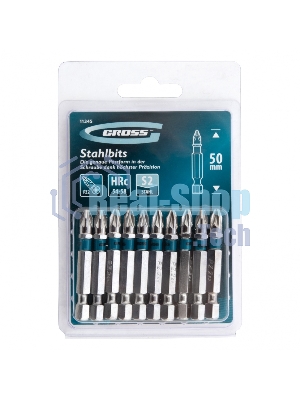 Набор бит Gross PZ2х50, сталь S2, 10 шт.