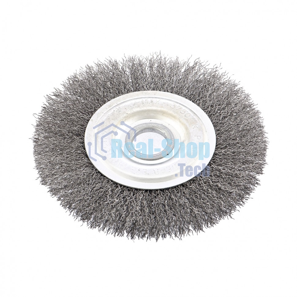 Щетка для УШМ Сибртех 150 мм, посадка 22,2 мм, Плоская, витая проволока 0,3 мм