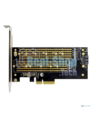 Переходник ORIENT C301E PCI-Ex4->NGFF (M.2) M-key PCI-E SSD + SATA->NGFF (M.2) B-key SSD, тип 2230/2242/2260/2280/22110, SATA кабель и 2 планки крепления в комплекте (31129)