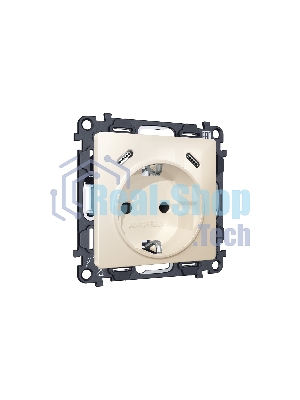 Комплект механизма электрической розетки 2USB С+C 20W с/з на винтовых зажимах 16A-250V ALFA Бежевый глянец QUANT (AP3105, VM165) MA310510