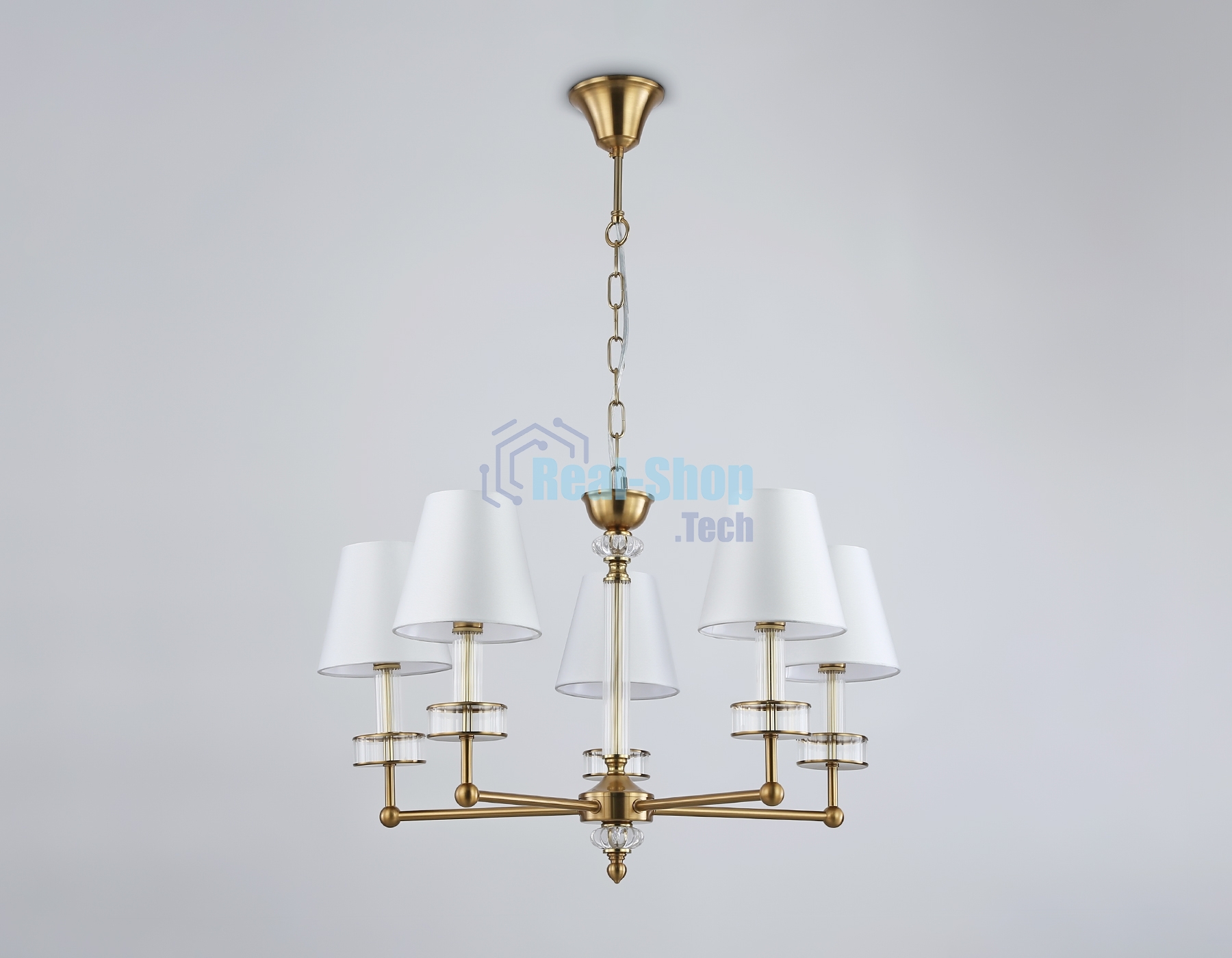 Люстра Ambrella light LH71021/5 BS/WH латунь/белый E14*5 max 40W D670*1130