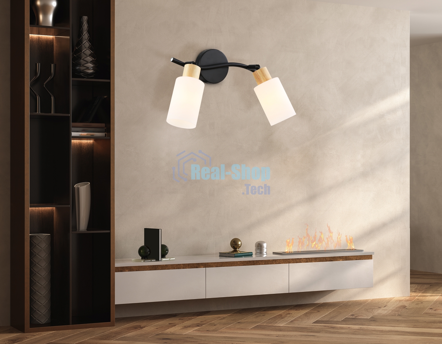 Светильник Ambrella light TR8721/2 BK/WD черный/дерево E14/2 max 60W 380*100*210