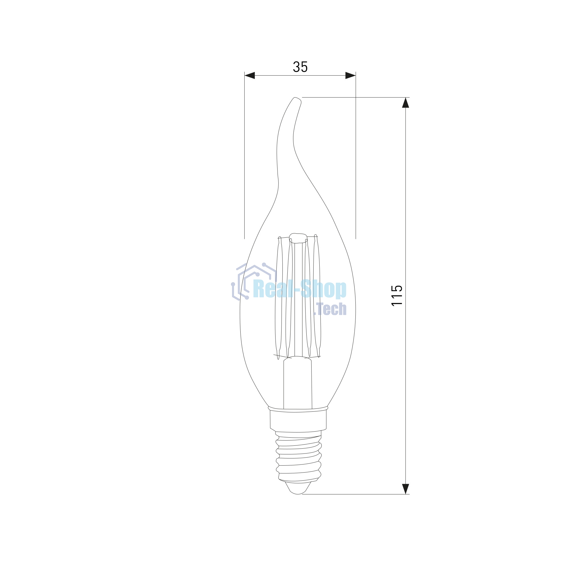 BLE1415 / Светодиодная лампа Свеча на ветру 7W 4200K E14 (CW35 белый матовый)