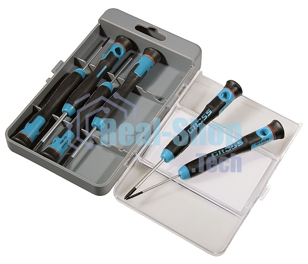 Набор отверток Gross 13347 для точной механики crmo двухкомпонентные рукоятки 6 шт. пласт. бокс