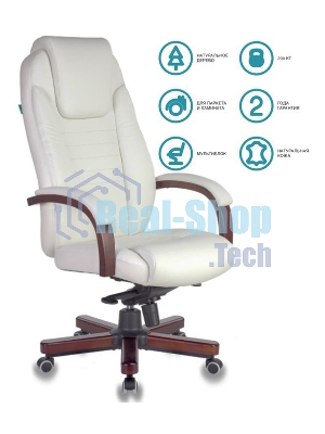 Кресло руководителя Бюрократ T-9923WALNUT/IVORY слоновая кость кожа крестовина дерево