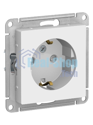 Розетка с заземлением со шторками Schneider-electric ATN000145 ATLASDESIGN, 16А, механизм, БЕЛЫЙ