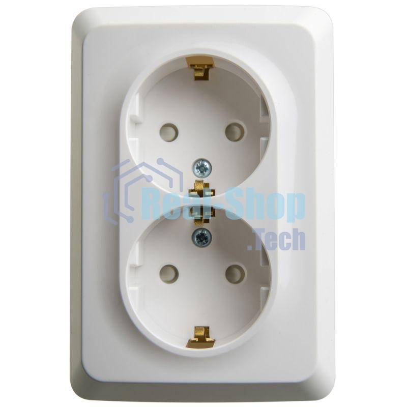 Розетка 2-м ОП Этюд 16А 250В угловая защ. шторки с заземл. белый SchE PA16-108B