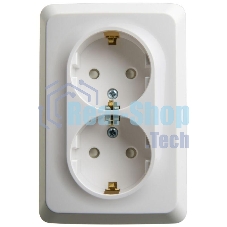 Розетка 2-м ОП Этюд 16А 250В угловая защ. шторки с заземл. белый SchE PA16-108B