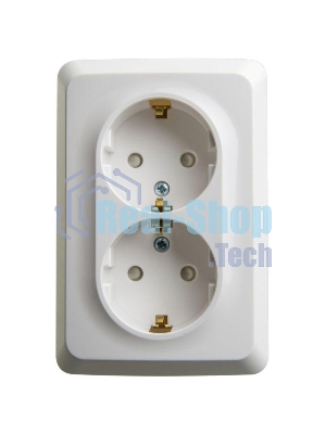 Розетка 2-м ОП Этюд 16А 250В угловая защ. шторки с заземл. белый SchE PA16-108B