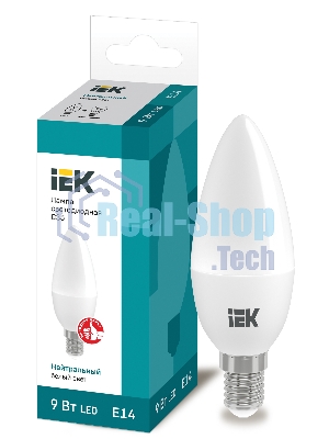 Лампа светодиодная LED 9Вт 230В 4000К E14 свеча LLE-C35-9-230-40-E14 IEK