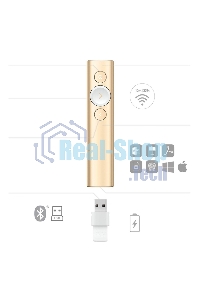 Презентер беспроводной Logitech Spotlight золотистый, радиоканал, USB, кнопки - 3