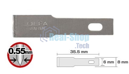 Лезвия Olfa лопаточные для ножа AK-4, 6(8)х35,5х0,55мм, 5шт