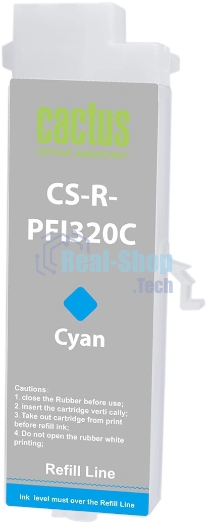 Картридж перезаправляемый струйный Cactus CS-R-PFI320C PFI-320C голубой для Canon imagePROGRAF TM-200/200MFP/205/300/300MFP/305/250/255/350/355