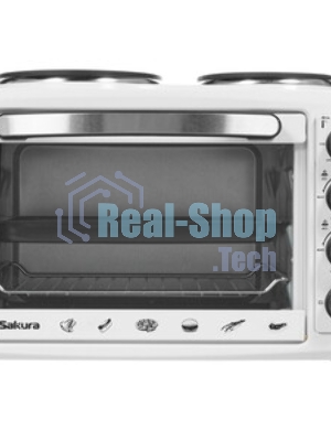 Мини-печь Sakura SA-7001WP 35л, духовка 1600 Вт,, механ.управление, 3 режима работы духовки (верх, низ, верх+низ), таймер на 60 минут, регулировка температуры духовки, комплектация - металлическая решетка, противень, круглая форма для выпечки (230х50 мм), ухват. белый.