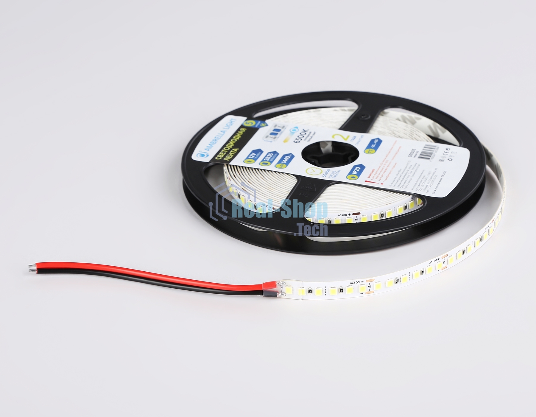 Светодиодная лента Ambrella light GS1303 2835 180Led/ 14.4W m/ 12V IP20 6500K/ 5000*8*1.2mm (2 конт.)