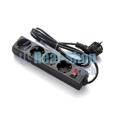 Удлинитель ExeGate EC-4-3B (EX279397RUS), черный, 3 м, евровилка с заземлением, 4 евророзетки с заземлением, 2200 Вт