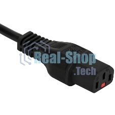 Шнур питания с блокировкой C13-Schuko прямая, 3х0.75, 220В, 10А, черный, 1.8 метра