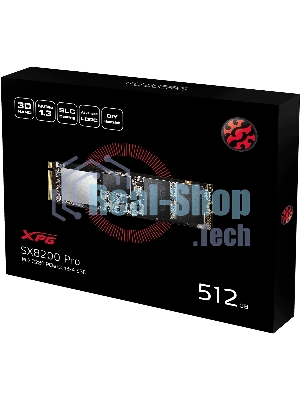 Накопитель SSD XPG SX8200 Pro, 512 Gb, PCIe 3.0 x4, M.2 2280, NVMe, R/W 3350/2350, с радиатором