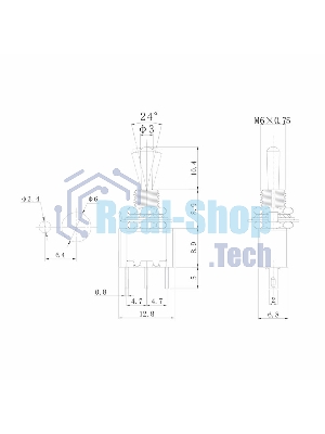 Тумблер Rexant 250V 3А (3c) ON-OFF-ON однополюсный Micro