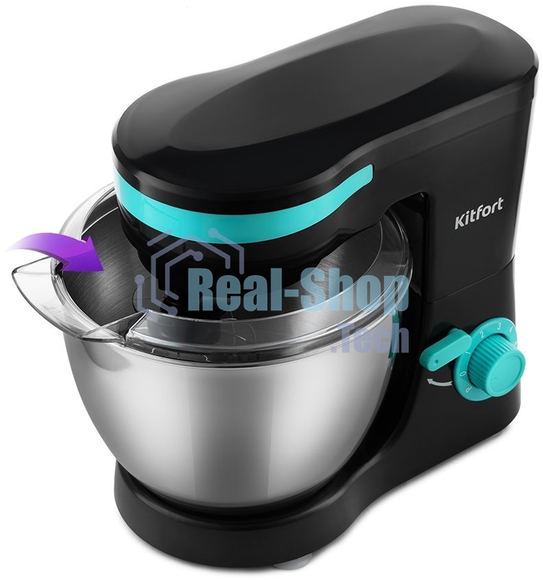 Миксер планетарный Kitfort КТ-3044-4 1000 Вт черный/бирюзовый