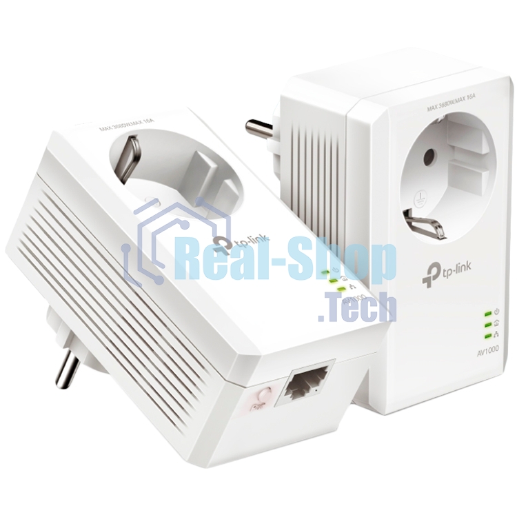 Сетевой адаптер TP-Link AV1000 Gigabit Passthrough Powerline Starter KitSPEED: 1000 Mbps PowerlineSPEC: Broadcom CPU, HomePlug AV2, 1+1 Gigabit PortFEATURE: Plug and Play, tpPLC Utility, Pair for More Security, Extra Power SocketKIT: 2× TL-PA7017P