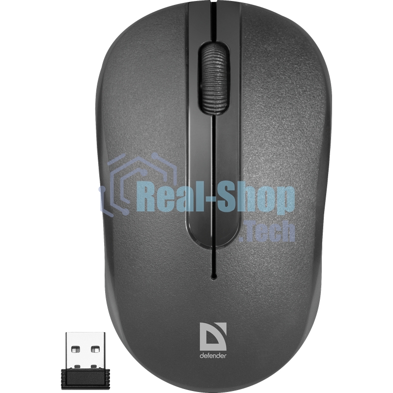 Мышь беспроводная Defender Hit MM-495 черный, 1600 dpi, радиоканал, USB, кнопки - 3